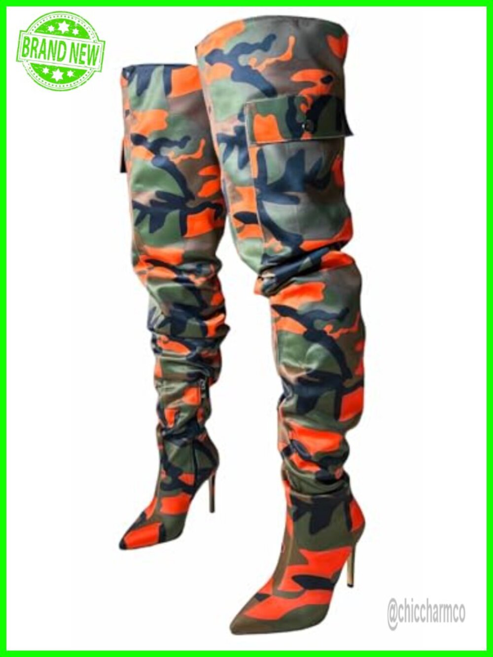 Thigh High Boots with Slim High Heel and Side Zipper Slouchy Over Knee Style